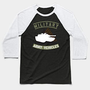 Military, army vehicles white silhouette of a tank against the background of triangular figures in black and brown Baseball T-Shirt